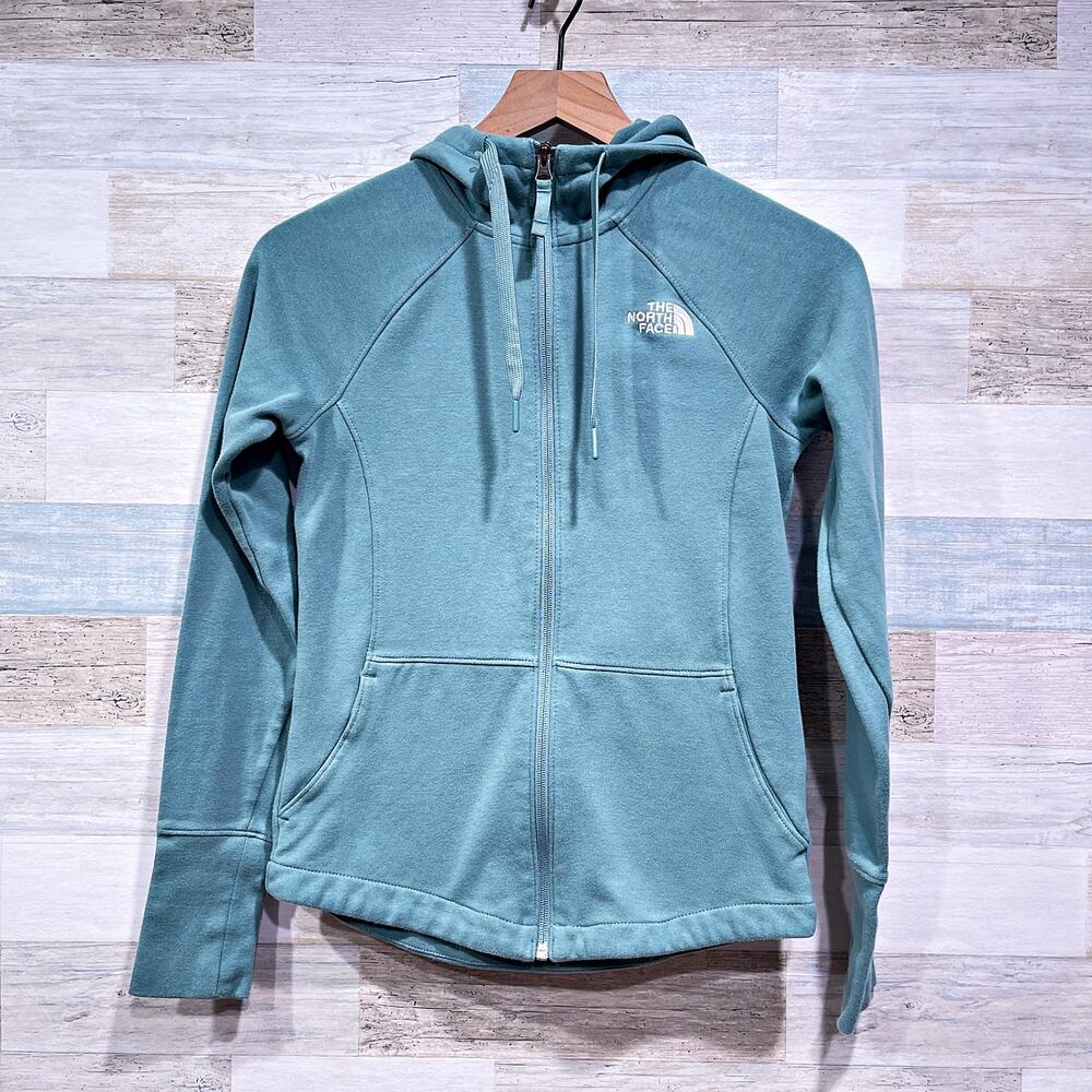 The North Face Eco Ridge Reardon Full Zip Hoodie Jacket Green Pockets Womens XS
